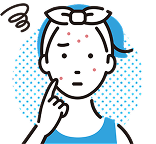 ニキビ跡が気になる方向けスキンケアのイラスト