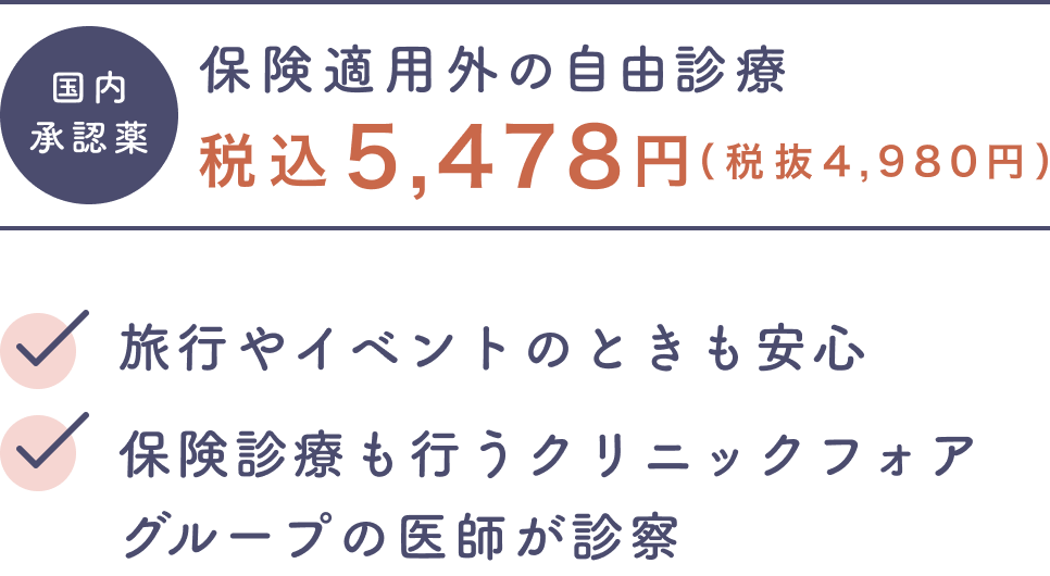 月経移動（中用量ピル）のオンライン診療