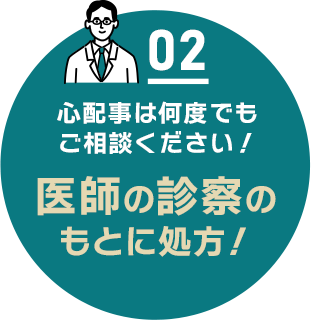 02 心配事は何度でもご相談ください! 医師の診察のもとに処方!