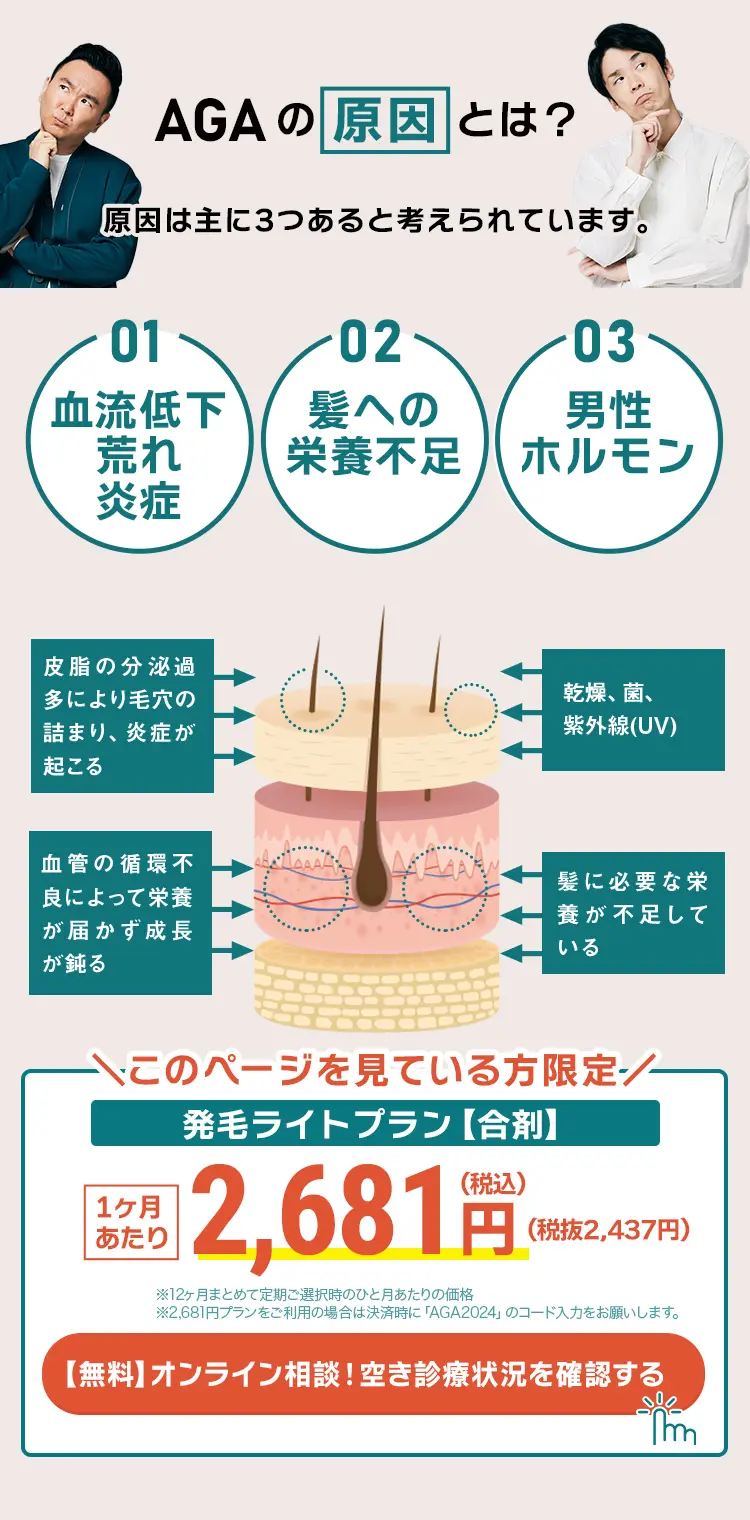 正常な髪の成長 男性ホルモンによる成長の抑制