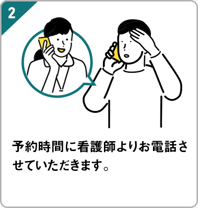 予約時間にクリニックフォアよりご連絡させていただきます。