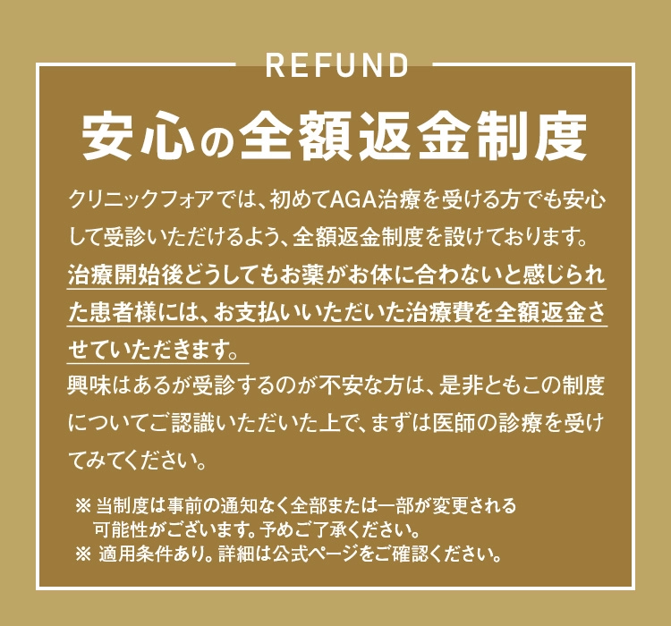安心の全額返金制度