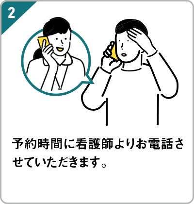 予約時間にクリニックフォアよりご連絡させていただきます。