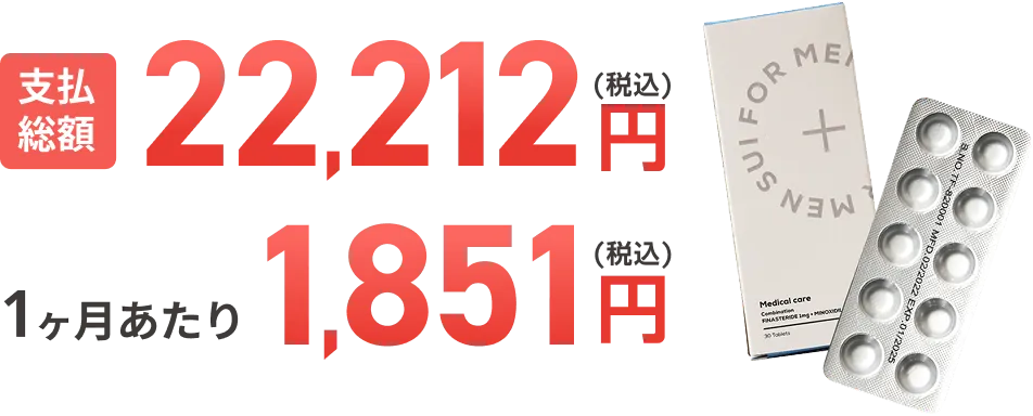 支払総額 22,212円（税込） 1ヶ月あたり1,851（税込）