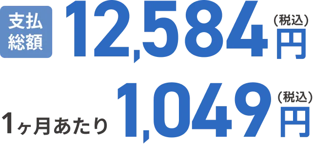 支払総額 12,584円（税込） 1ヶ月あたり1,049円（税込）