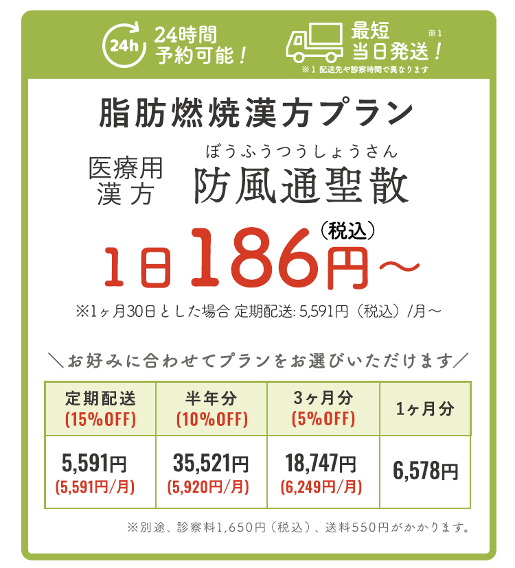 防風通聖散 1日186円〜