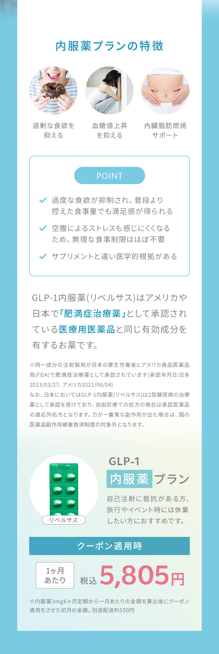 内服薬プランの特徴