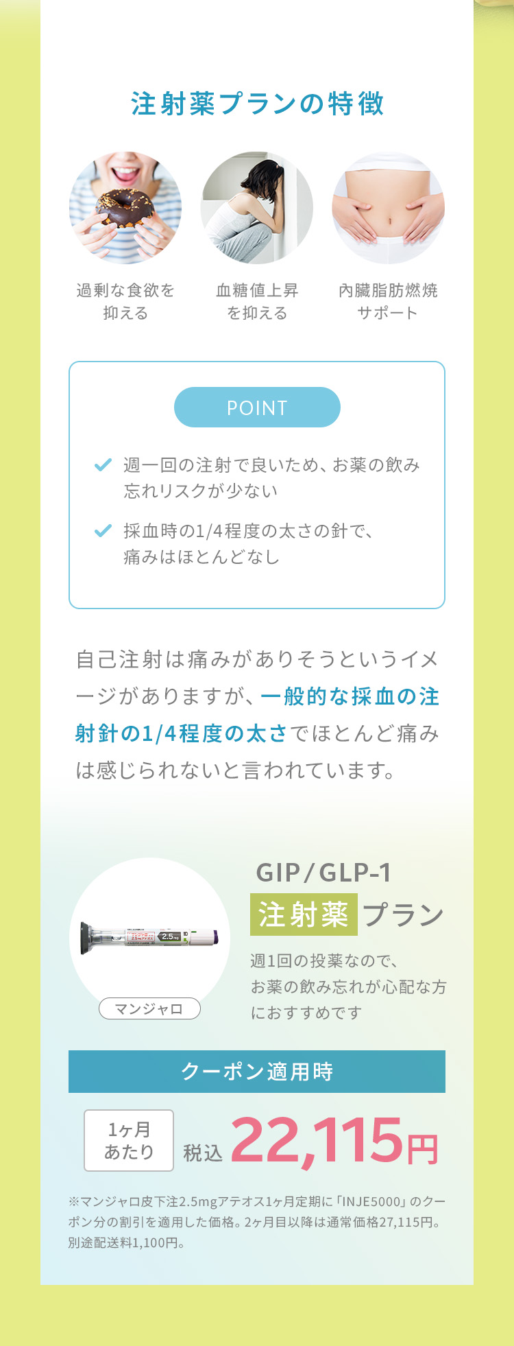 注射薬プランの特徴