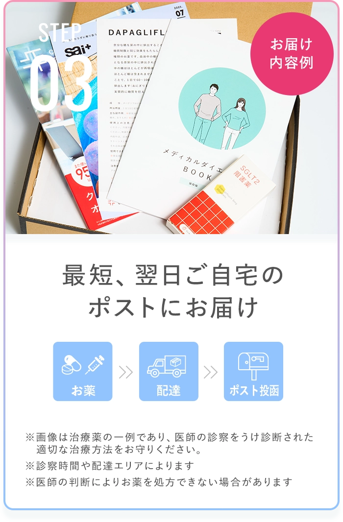 最短、翌日ご自宅のポストにお届け