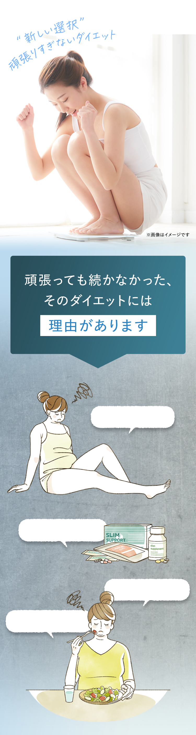 新しい選択 頑張りすぎないダイエット 頑張っても続かなかった、そのダイエットには理由があります