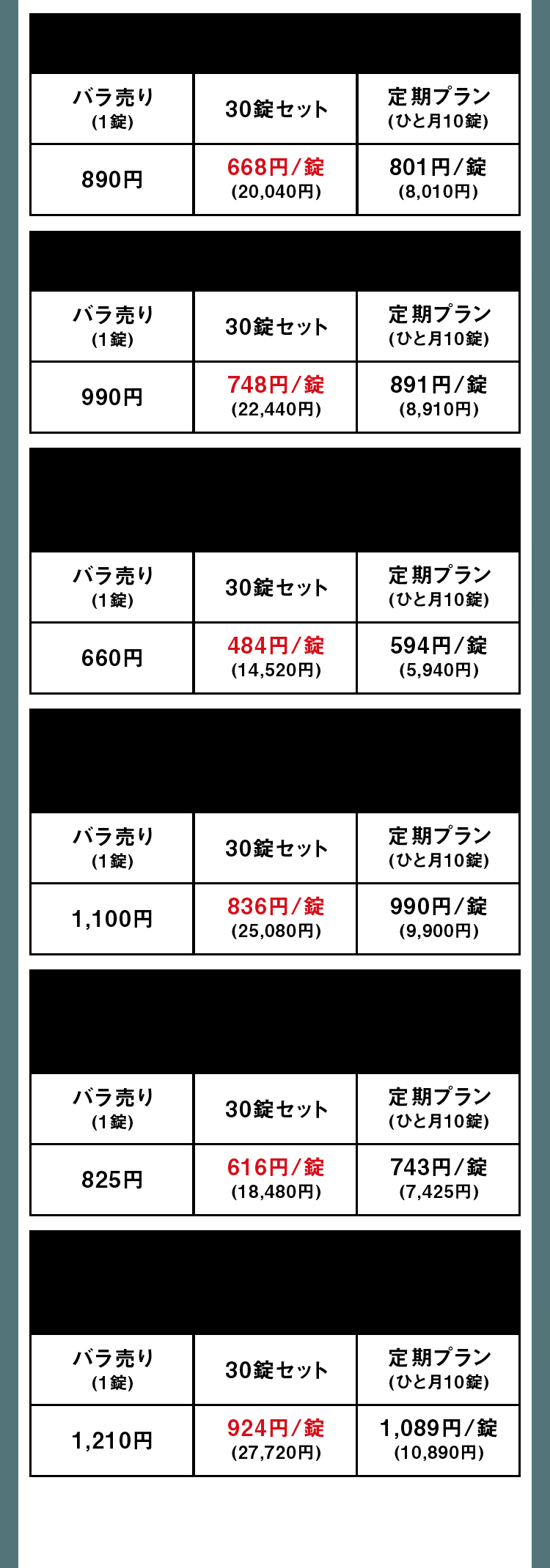 価格表