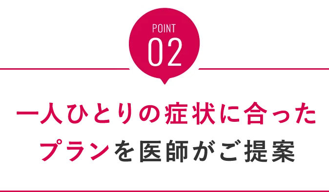 一人ひとりの症状に合ったプランを医師がご提案