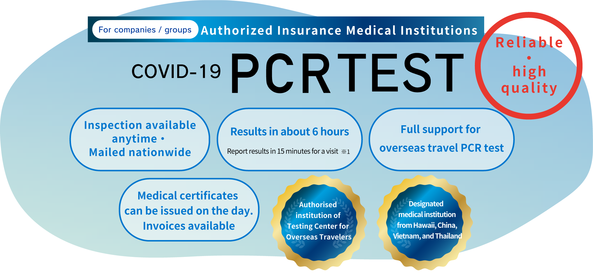 For companies and groups. Authorized Insurance Medical Institutions COVID-19 PCR test | CLINIC FOR