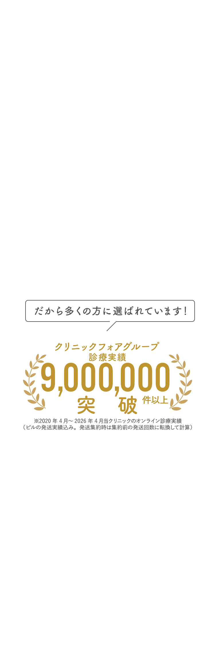 だから多くの方に選ばれています！クリニックフォアグループ 診療実績9,000,000件以上突破