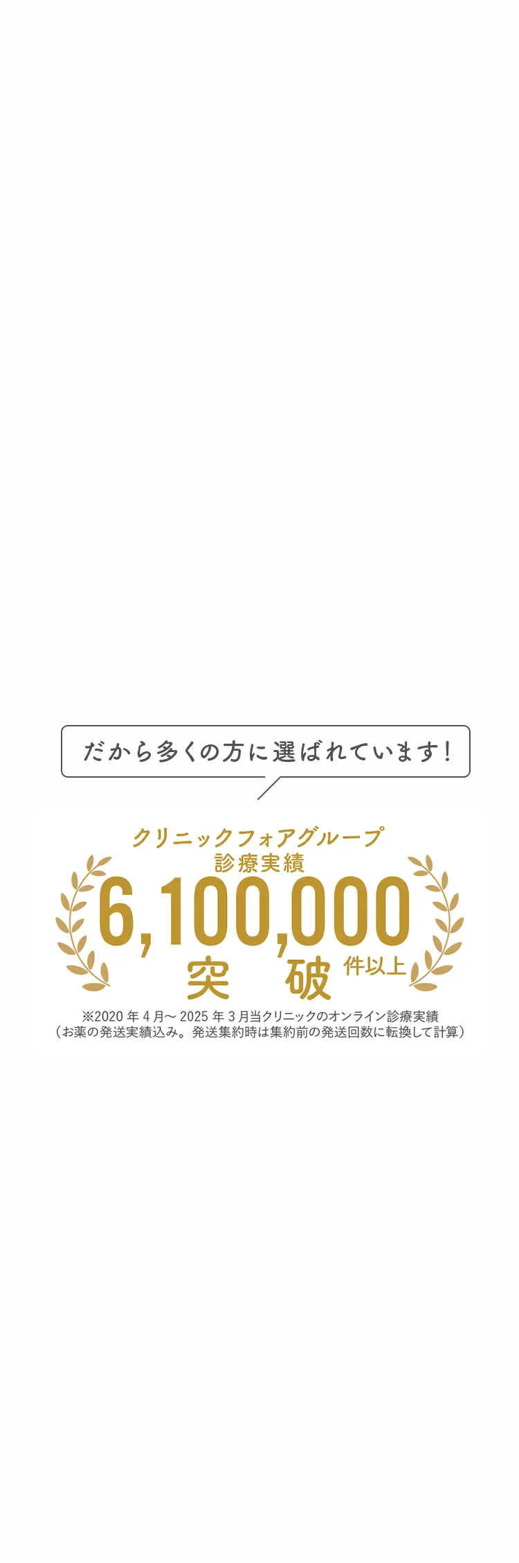 だから多くの方に選ばれています！クリニックフォアグループ 診療実績1,000,000件以上突破