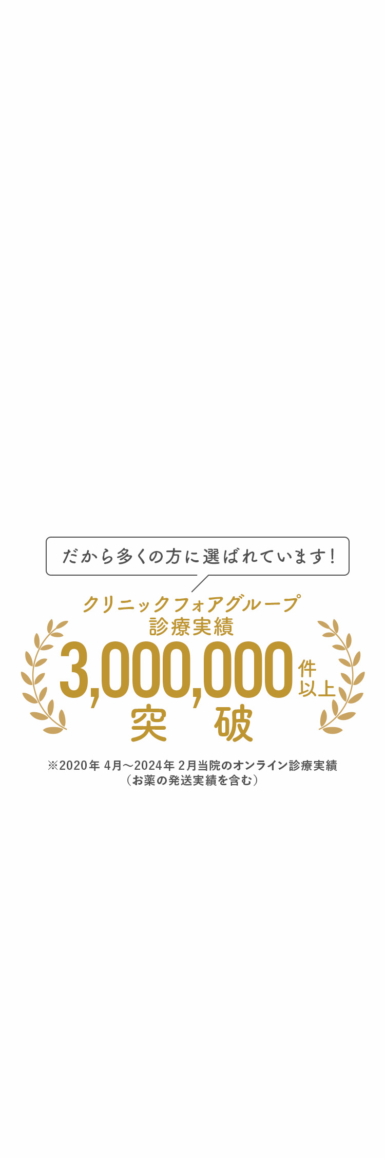 だから多くの方に選ばれています！クリニックフォアグループ 診療実績1,000,000件以上突破