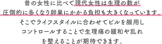 昔の女性に比べて現代女性は生理の数が圧倒的に多くなり卵巣にかかる負担も大きくなっています。