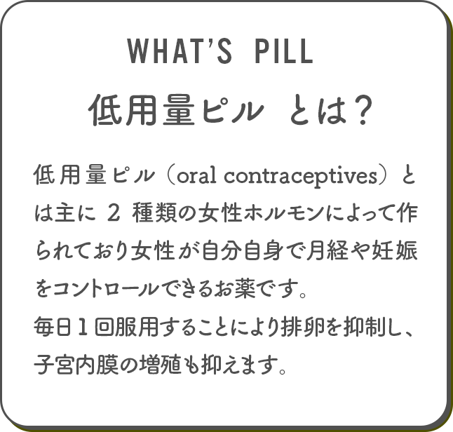 WHAT'S PILL低用量ピルとは？