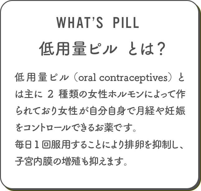 WHAT'S PILL低用量ピルとは？