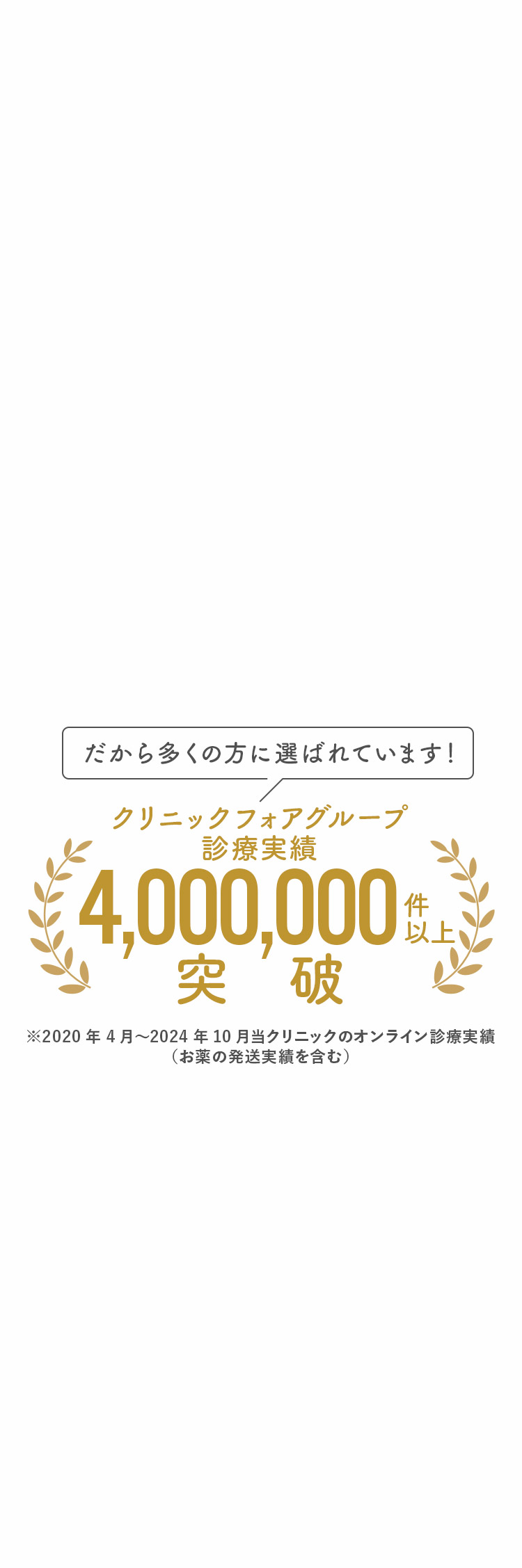 だから多くの方に選ばれています！クリニックフォアグループ、処方実績4,000,000件以上突破