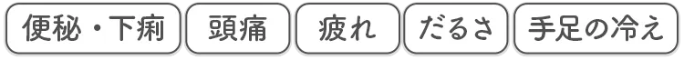 便秘・下痢 頭痛 疲れ だるさ 手足の冷え