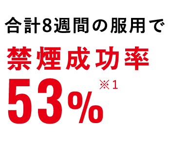 合計8週間の服用で禁煙成功率53%