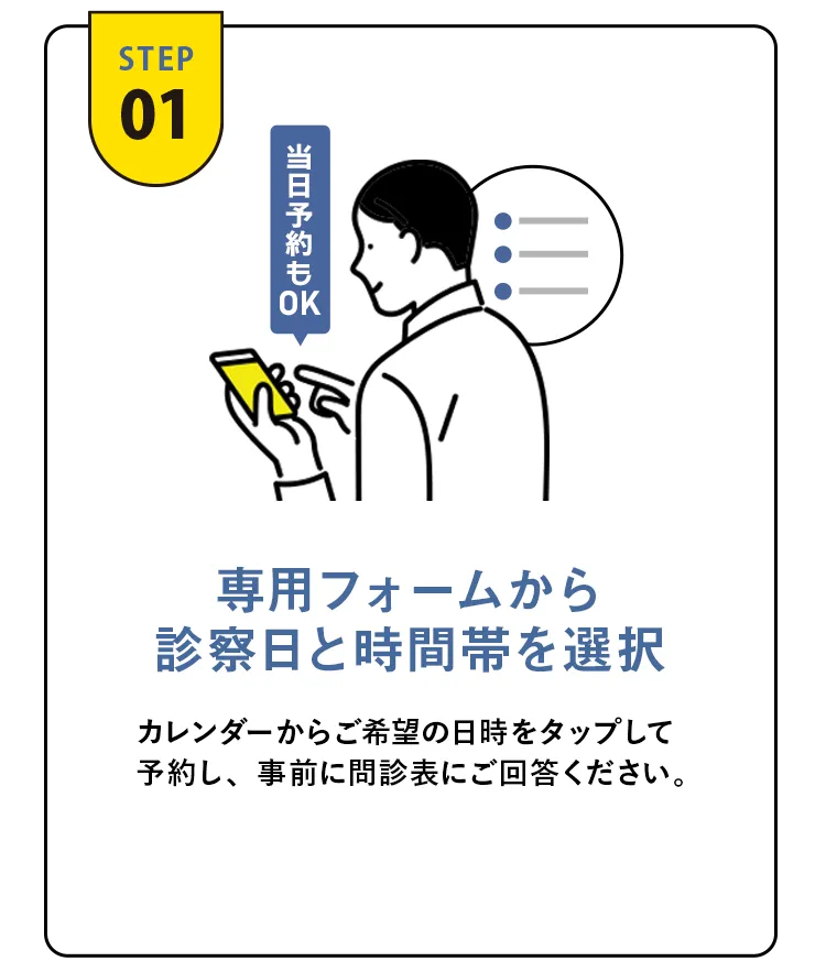 専用フォームから診察日と時間帯を選択