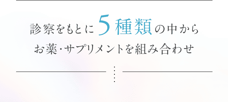 診察をもとに5種類の中からお薬・サプリメントを組み合わせ