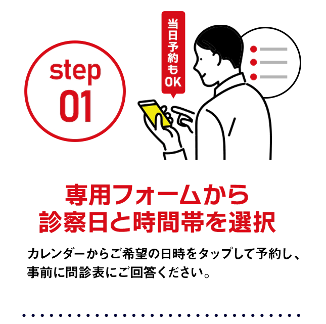 専用フォームから診察日と時間帯を選択