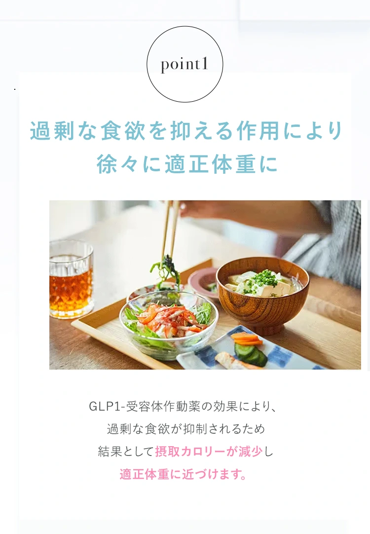 point1 食事制限・運動なしで健康的に痩せられる!
